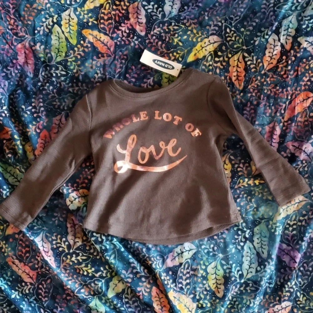 Old Navy Long Sleeve Toddler Metallic Whole Lotta Love Tee Size 12-18 Months